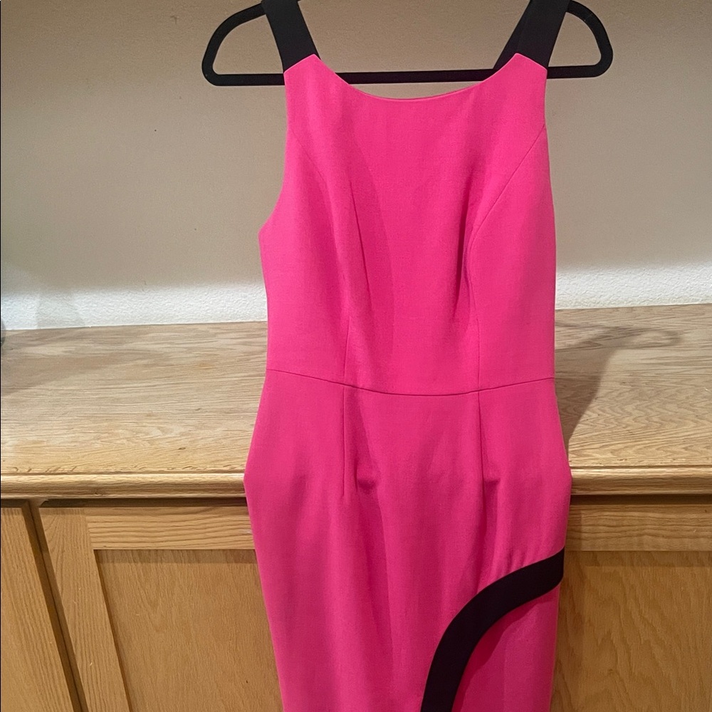 Black Halo Fuchsia and Black Midi Dress